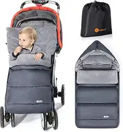 Ivywind Footmuff for Pushchair Universal,Waterproof Pram Footmuff for Baby with Adjustable Hood,Winter Cosy Toes for Pram with Zip,Easy Access,Washable and Detachable,Warm Cationic Fabric,Grey