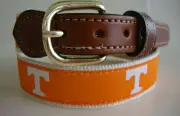 Moonshine University of Tennessee Leather Canvas Woven Ribbon Belt Size 44 46 50