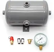2L Horizontal Air Receiver Air Compressor Carbon Steel Air Storage Tank High Pressure Vacuum Buffer Tank G1/4 Interface 1.25Mpa