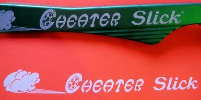 White CHEATER SLICK Burn Out Bicycle "DECAL" fits Huffy Muscle Bike Chainguard