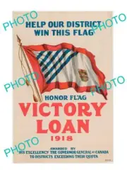 POSTCARD SIZE PHOTO OF WWI CANADIAN MILITARY POSTER WIN THE VICTORY LOAN FLAG