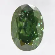 Oval Shape Diamond Fancy Green Enhanced Loose SI2 IGI Certificate 0.55 Carat