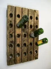 Wine Riddling Rack Wall Mounted Distressed Wood Handcrafted