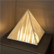 Modern Pyramid Table Lamp Frosted Glass Lampshade Nightstand Light for Bedroom or Office