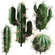 FagusHome Artificial Cactus Decor 4 Pack Unpotted Fake Cacti Succulents Plants Realistic Flocked Coating Indoor Home Décor