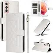 Compatible with Samsung Galaxy S22 5G Cover,Compatible with Samsung Galaxy S22 5G Wallet Kickstand Magnetic Closure Flip Case White