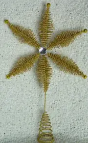 Holiday Trim Gold Star Sparkle Tree Topper Feaux Jewel in Center