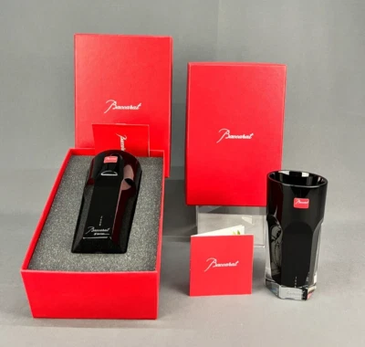 New Pair of Baccarat 5 1/2" Stark DARKSIDE "Black Angel" Highball Tumbler in Box