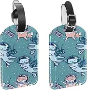 [WOSHJIUK] Luggage Tags,2 Pack Labels Suitcase Tags,Music Cats in Space,Luggage Tags Privacy Protection Travel Bag Tag