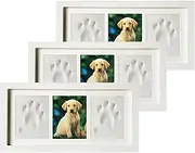 MOTRAIN 3Pcs Inkless Hand & Footprint Kit, Baby & Pet Paw Print Frame Set with Customization Tools, Wooden Pet Memorial Frame, Clean Touch Keepsake for Newborns, Dogs & Memorial Gifts