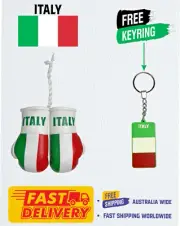 ITALIAN FLAG , ITALY , MINI BOXING GLOVES, BUY 1 PAIR GET 1 FREE KEYRING