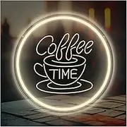 Sign Lamp Coffee Time Neon Sign Coffee Cup LED Light Dimmable USB Powered For Coffee Shop Restaurant Home Party Wall Hanging Decor 29cmx29cm
