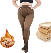 [Generic] Plus Size Fleece Liner Leggings, Women Fake Translucent Pantyhose , Women's Slimming Thermal Pantyhose Tights, Cotton Warmer Wool Fleece Lined Tights Pants