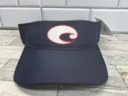 Costa Del Mar Sun Visor Hat Cap Adjustable Navy Blue w/ White and Red Logo New