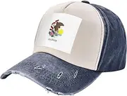 [YANYU] Illinois State Flag Print Fashion Washed Distressed Baseball Cap Vintage Adjustable Hat with Classic Brim, Navy Blue, One Size