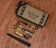 6.5"Professional Hair Cutting Scissors Barber Shear Hairdressing Razor Skull Kit