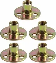 T-Nuts 5 Pcs T Nuts Round Base, Flange 3 Hole Galvanized Iron Furniture Fixing Tee(M10)