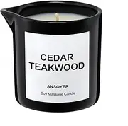 ANSOYER Massage Oil Candle, Ultra Hydrating Body Care with Soybean Oil, Body Oil Candle, 8.1oz, Amazing Gift (Cedar Teakwood)