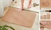 Fluffy Bathroom Rug Mat 24x17, Absorbent Thick Non Slip 17'' x 24'' Beige