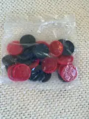 Checker Pieces 25 Red/Black NEW