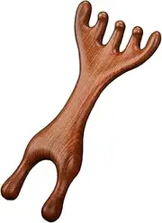 DAWCBVJQ Sandalwood Scalp Massager, Deer Antlers Wide Tooth Comb, Wooden Scalp Massage Comb, Wooden Deer Antlers Nasal Scraper, Unblock Meridians Relax Eye Protection Nose Heightening
