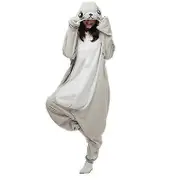 Gray seal animal cartoon jumpsuit pajamas men's and women's home clothes M