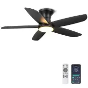 Ohniyou Ceiling Fan with Lights, 46" Flush Mount Ceiling Fans Remote/APP Cont...