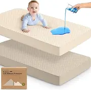 2-Pack Protect+ Waterproof Crib Mattress Protector (Quin, Ecru)