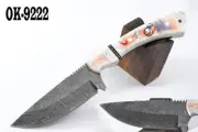 9.1"KMA CUSTOM SKULL FLINT KNOB 52100 BEARING STEEL DROP POINT HUNTER KNIFE 9222