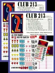Two Club 213 Pull Tab Game Entertainment Only FREE Ship US *48 Only