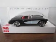 BUSCH 45409 CHEVROLET CORVETTE in BLACK - model is PLASTIC - HO or 1:87 scale