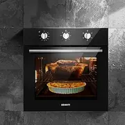 [Devanti] Wall Oven, 70L Electric Built In Ovens Baking Cooking Portable Convection Grill Home Kitchen Bakeware Machine, With Wire Rack Tray Built-In Light Stainless Steel Black