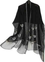 [Isurrender] Silk Embroidered Long Scarf Lightweight Wrap for Evening Party Fashion Pashmina Shawl Wraps for Women Formal