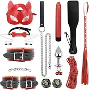 SM Sexy Role Play Props Couple Flirting 14PCS Bondage Set Adjustable Collar Metal Anal Plug Set