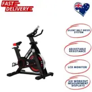 Spin Exercise Bike Flywheel Fitness Commercial Home Workout Gym Phone Holder Bla