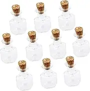 BATHVEVE 20pcs Small Glass Wishing Bottles with Corks Cubic Shaped DIY Craft Jars for Home Decor for Potpourri and Creative