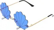 [Kisangel] Women's Novelty Sunglasses Shell Pendant Retro Frameless Eyewear Uv Protective Party Photo Booth Props