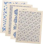 COHEALI 4 Pack Clay Decals Decorative Transfer Paper for Pottery DIY Chinese Style Underglaze Transfer Pottery Paper