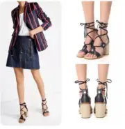 NWT $450 Rag & Bone Eden Navy Leather Lace-Up Block Heel Sandal Size:37 (US 7)