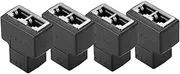 Ethernet Splitter Ethernet Coupler RJ45 Coupler 8p8c Connector Ethernet Cable Extender Adapter for Cat7 Cat6 Cat5e Cat5 LAN Connector in Line Coupler Female to Female(4, Black)
