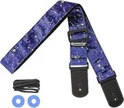 Ukulele Strap Belt, Adjustable Shoulder Strap for Folk, Electric Guitar Bass, Starry Pattern Uke Strap for Mandolin, Banjo, Concert (Starry Blue)