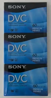 Sony DVC Digital Video Cassette 3 Pack Mini DV 60 Min Premium Tapes - New