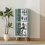 BTM Collection Case, Collection Shelf, Glass Display Cabinet, 4 Tiers, Height Adjustable, Figure Storage, Rear Mirror, Tempered Glass Shelf, Width 14.2 x Depth 10.2 x Height 35.0 inches (36 x 26 x 89