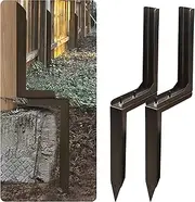 K.D STONEDGE Pack of 2 Adjustable Fence Post Repair Kit Quick Fix Rotted Tilted Broken Leaning Wood Posts Support Easy Solution Heavy Duty Steel Wooden Fence Post Anchor Stakes