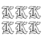 Iron on Letter Patches, 6Pcs Iron on Patches, Letter K Black White