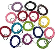 [DoTebpa] 30pcs Stretchable Spiral Bracelet Wrist Coil Key Chains, Wrist band Key Ring Chain for Outdoor Sport -Multicolor