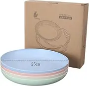 4 Pack Wheat Straw Plates Reusable Dinner Plates, Durable & Lightweight, Perfect for Home, Parties, Camping, and Outdoor Use Dishwasher Safe (25CM 9.8IN)
