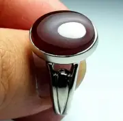 Natural Dark Brown Agate Stone Ring Sterling Silver 925 Agate Ring Original Akik