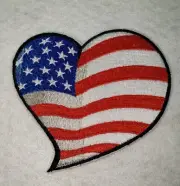 Patriotic Heart American Flag DIY 4-inch Iron on Embroidered Applique Patch