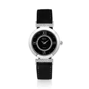 Eclipse Women's Black Dial Silver Tone Bezel Analogue Classic Watch - Black